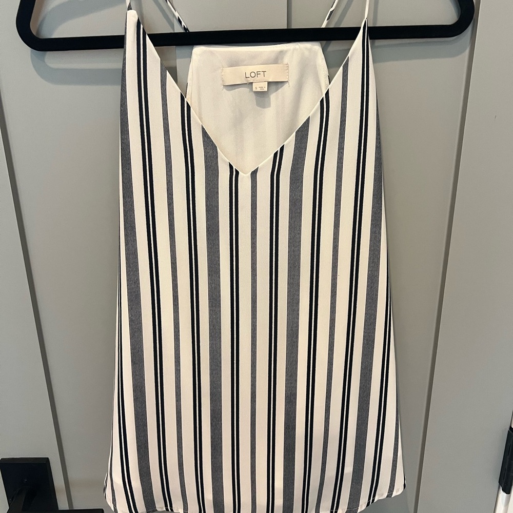 LOFT White and Blue Sleeveless Camisole